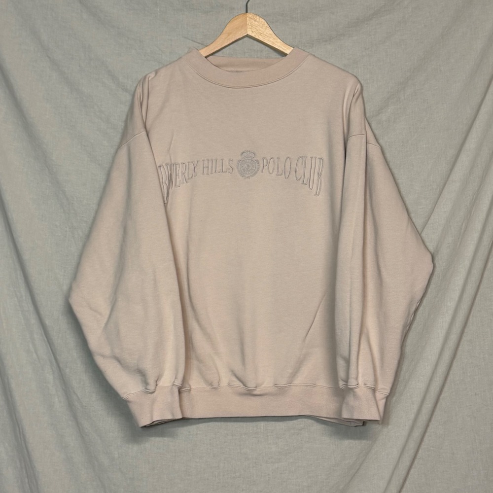 Vintage Beverly Hills Polo Club Mens XL Tan Embroidered Logo Crewneck Pullover